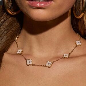 *New* VICI Gold and Beige Clover Necklace